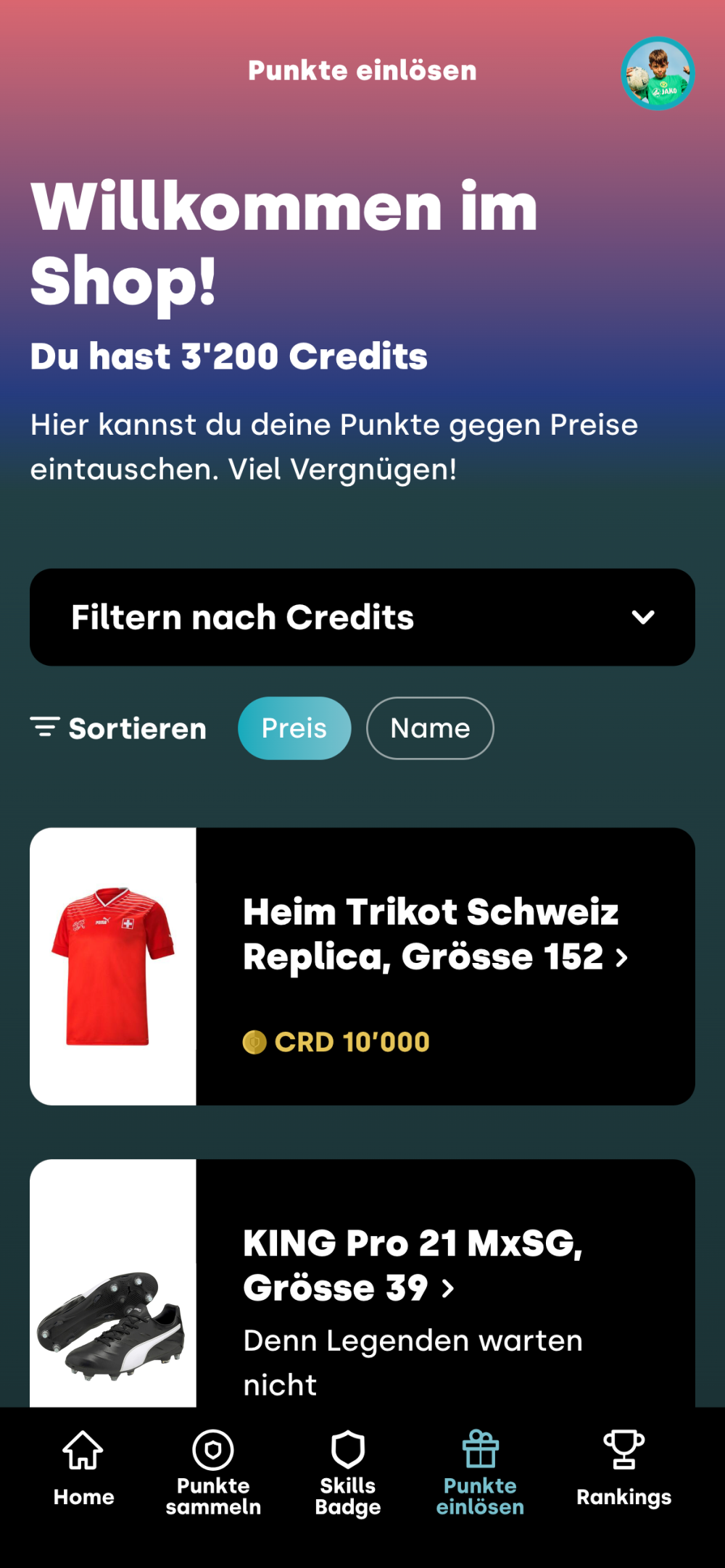 Übersicht Shop