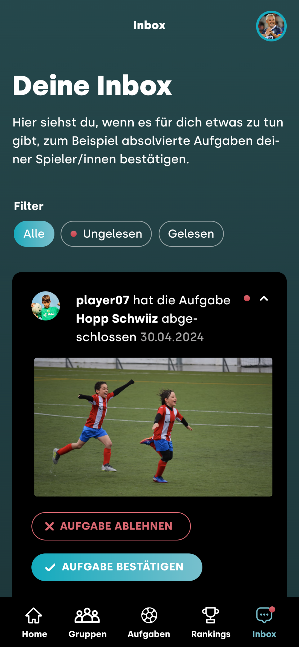Mobile Design Interaktive Inbox von SFV Credit Suisse Skills